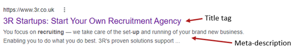 Recruiter SEO Title tag example